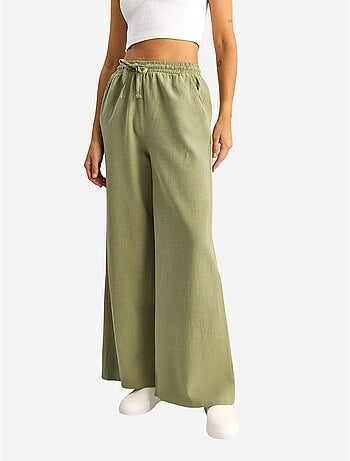 Pantalon en coton à jambes larges avec cordon à la taille lucci