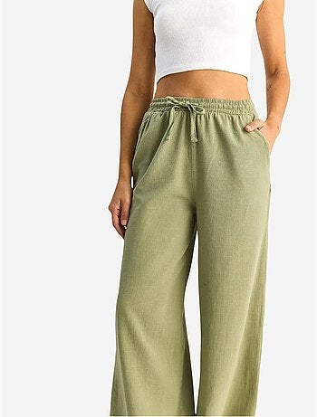 Pantalon en coton à jambes larges avec cordon à la taille lucci