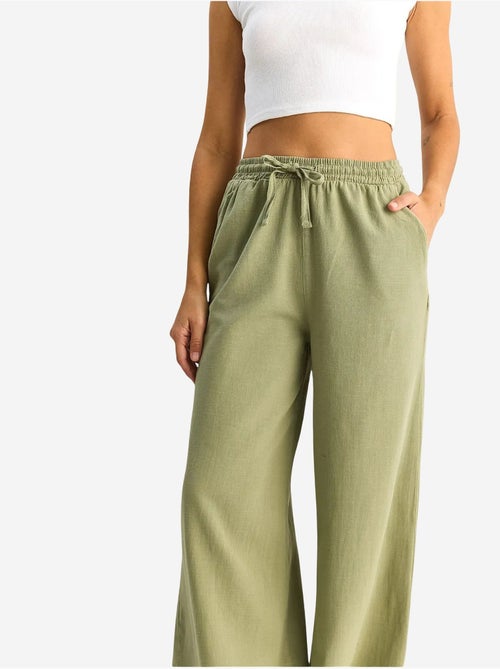 Pantalon en coton à jambes larges avec cordon à la taille lucci - Kiabi Pantalon en coton à jambes larges avec cordon à la taille lucci - Kiabi