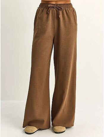Pantalon en coton à jambes larges avec cordon à la taille lucci