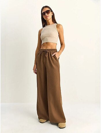 Pantalon en coton à jambes larges avec cordon à la taille lucci