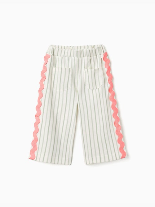 Pantalon en coton à rayures avec galon ric rac - Kiabi Pantalon en coton à rayures avec galon ric rac - Kiabi