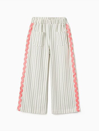 Pantalon en coton à rayures avec galon ric rac