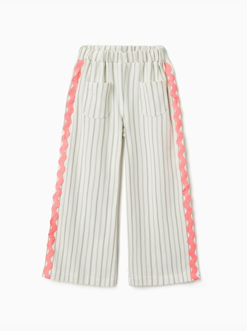 Pantalon en coton à rayures avec galon ric rac - Kiabi Pantalon en coton à rayures avec galon ric rac - Kiabi