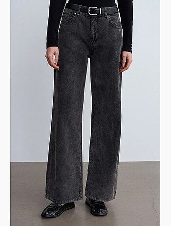 Pantalon en coton à taille haute et jambe large dilvin