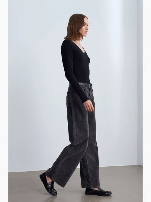 Pantalon en coton à taille haute et jambe large dilvin - Kiabi Pantalon en coton à taille haute et jambe large dilvin - Kiabi