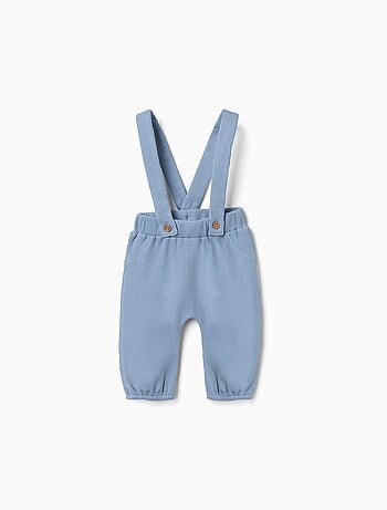 Pantalon en coton à texture gaufrée avec bretelles