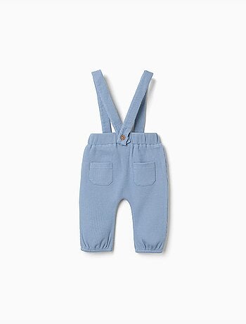 Pantalon en coton à texture gaufrée avec bretelles