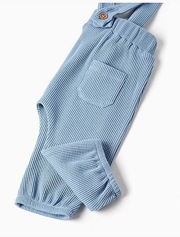Pantalon en coton à texture gaufrée avec bretelles