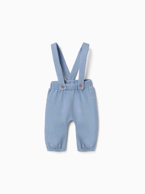 Pantalon en coton à texture gaufrée avec bretelles - Kiabi