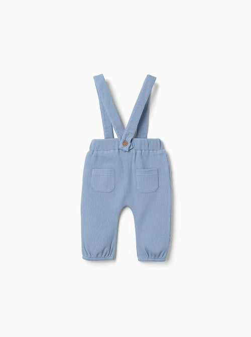 Pantalon en coton à texture gaufrée avec bretelles - Kiabi