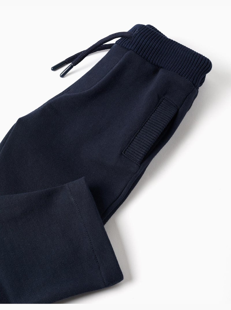 Pantalon en coton avec cordon de serrage Bleu foncé - Kiabi