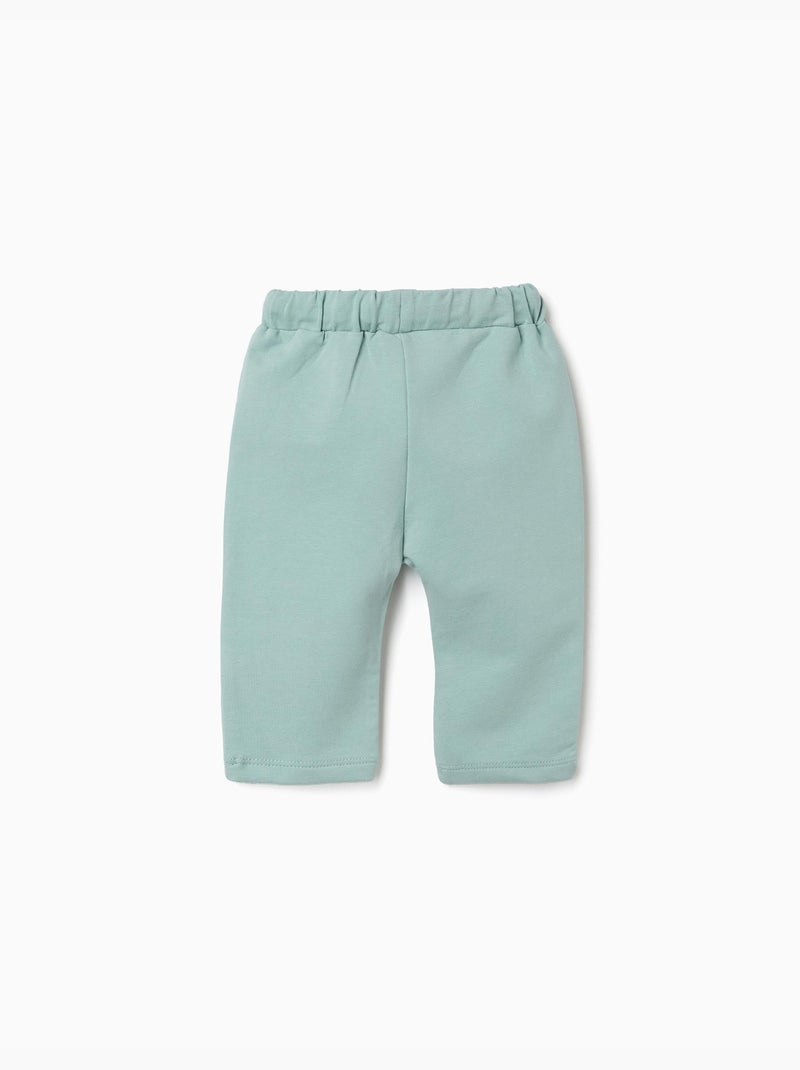 Pantalon en coton avec cordon de serrage Vert clair - Kiabi
