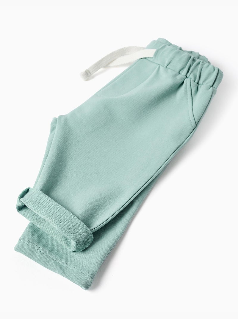 Pantalon en coton avec cordon de serrage Vert clair - Kiabi