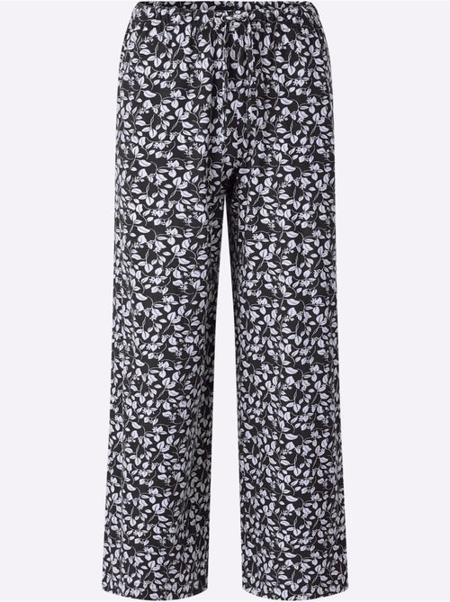 Pantalon en coton avec motif fleurettes et ceinture élastique - Taille standard - Witt - Kiabi