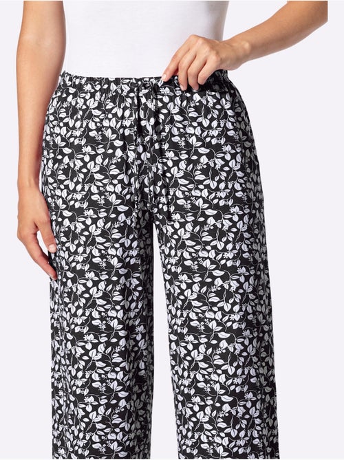 Pantalon en coton avec motif fleurettes et ceinture élastique - Taille standard - Witt - Kiabi