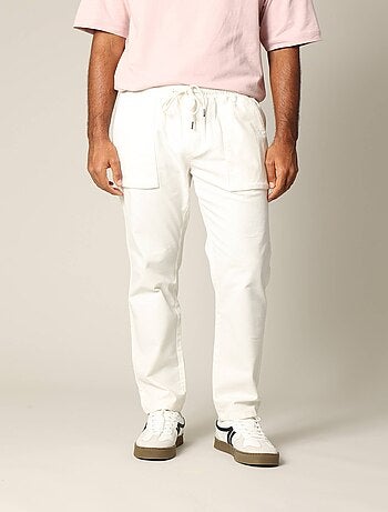 Pantalon en coton avec poches, taille élastiquée et cordon 'Deeluxe'
