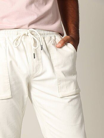 Pantalon en coton avec poches, taille élastiquée et cordon 'Deeluxe'