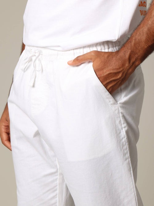 Pantalon en coton et lin avec taille élastiquée et cordon 'Deeluxe' - Kiabi
