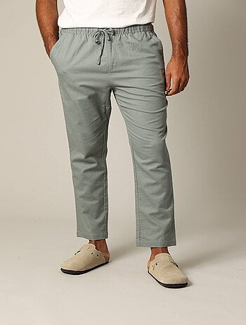 Pantalon en coton et lin avec taille élastiquée et cordon 'Deeluxe'