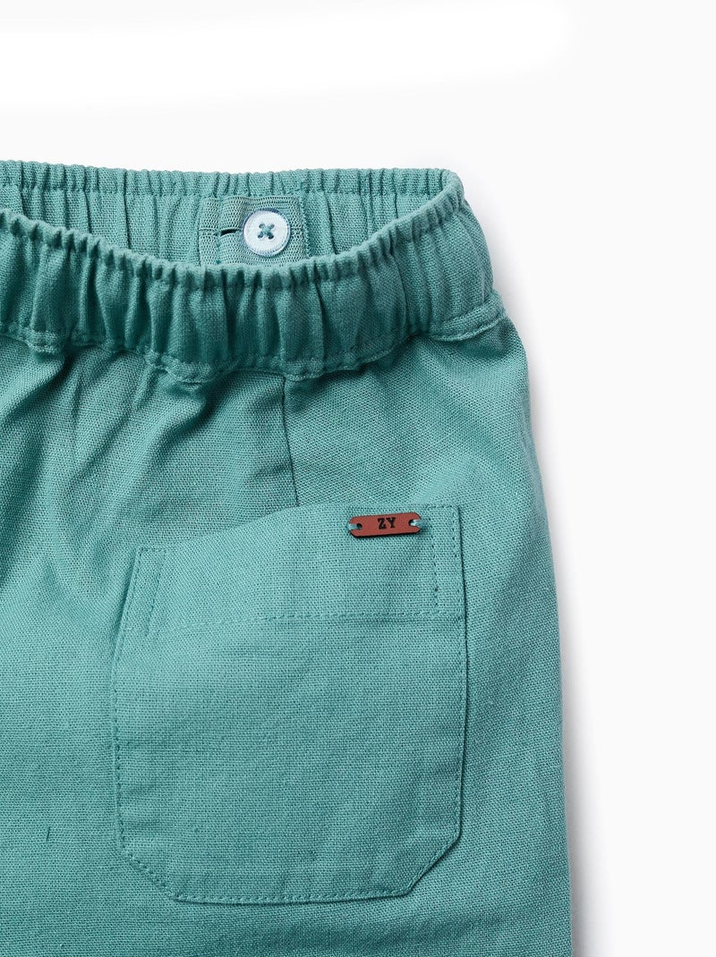 Pantalon en Coton et Lin Bleu clair - Kiabi