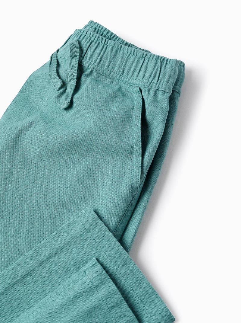 Pantalon en Coton et Lin Bleu clair - Kiabi