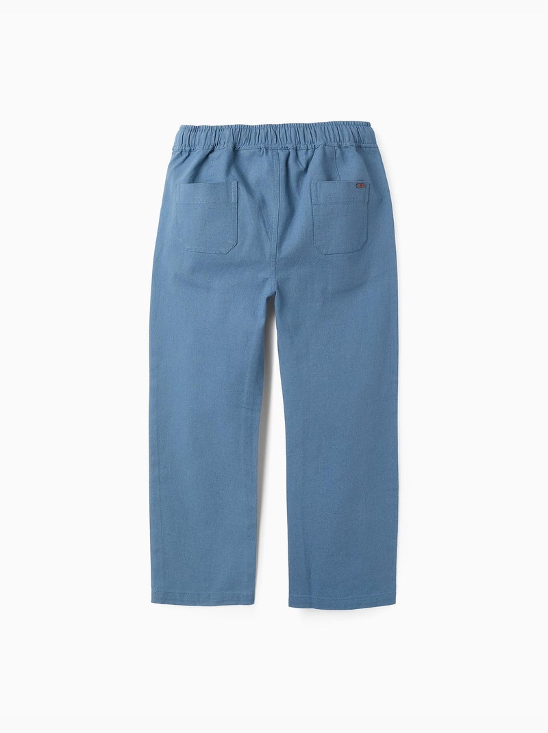 Pantalon en Coton et Lin Bleu - Kiabi