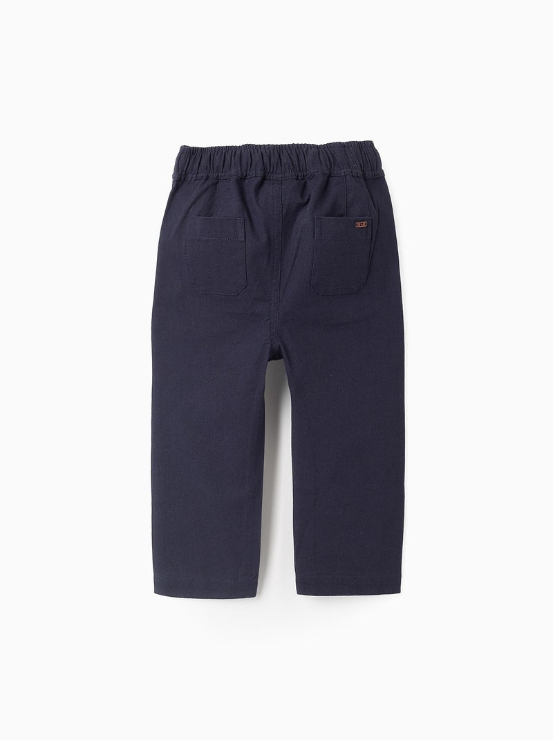 Pantalon en Coton et Lin Bleu foncé - Kiabi