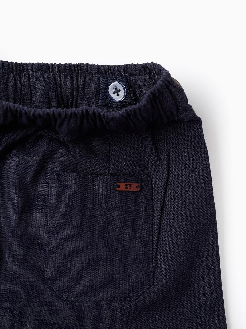 Pantalon en Coton et Lin Bleu foncé - Kiabi