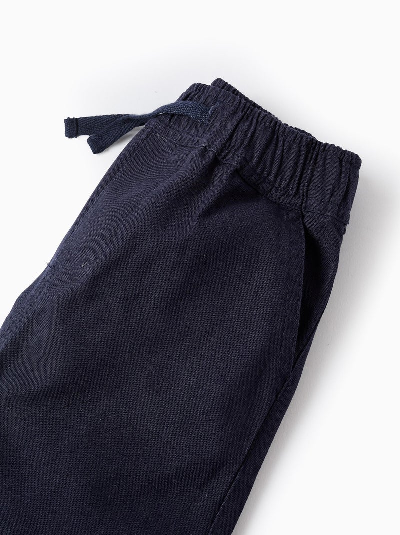 Pantalon en Coton et Lin Bleu foncé - Kiabi