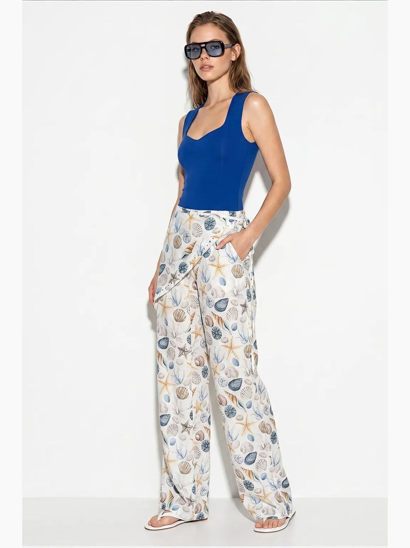 Pantalon en coton lucci Blanc Bleu - Kiabi