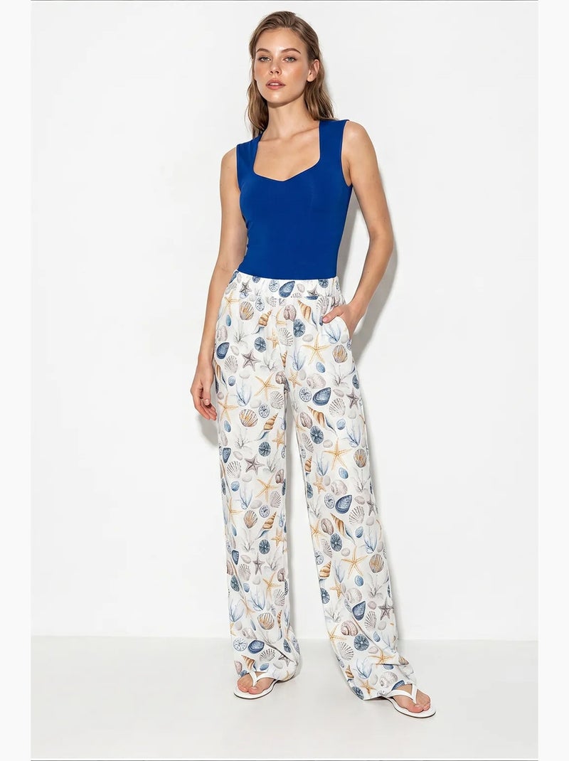 Pantalon en coton lucci Blanc Bleu - Kiabi