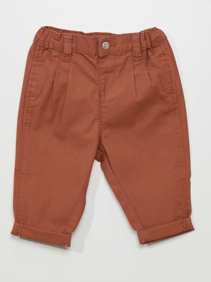 Pantalon en coton Marron orangé - Kiabi