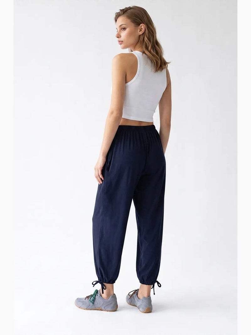 Pantalon en coton mixray Bleu marine - Kiabi