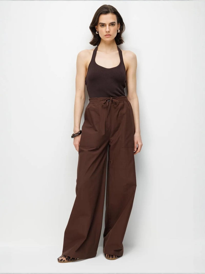 Pantalon en coton mixray Marron chocolat - Kiabi