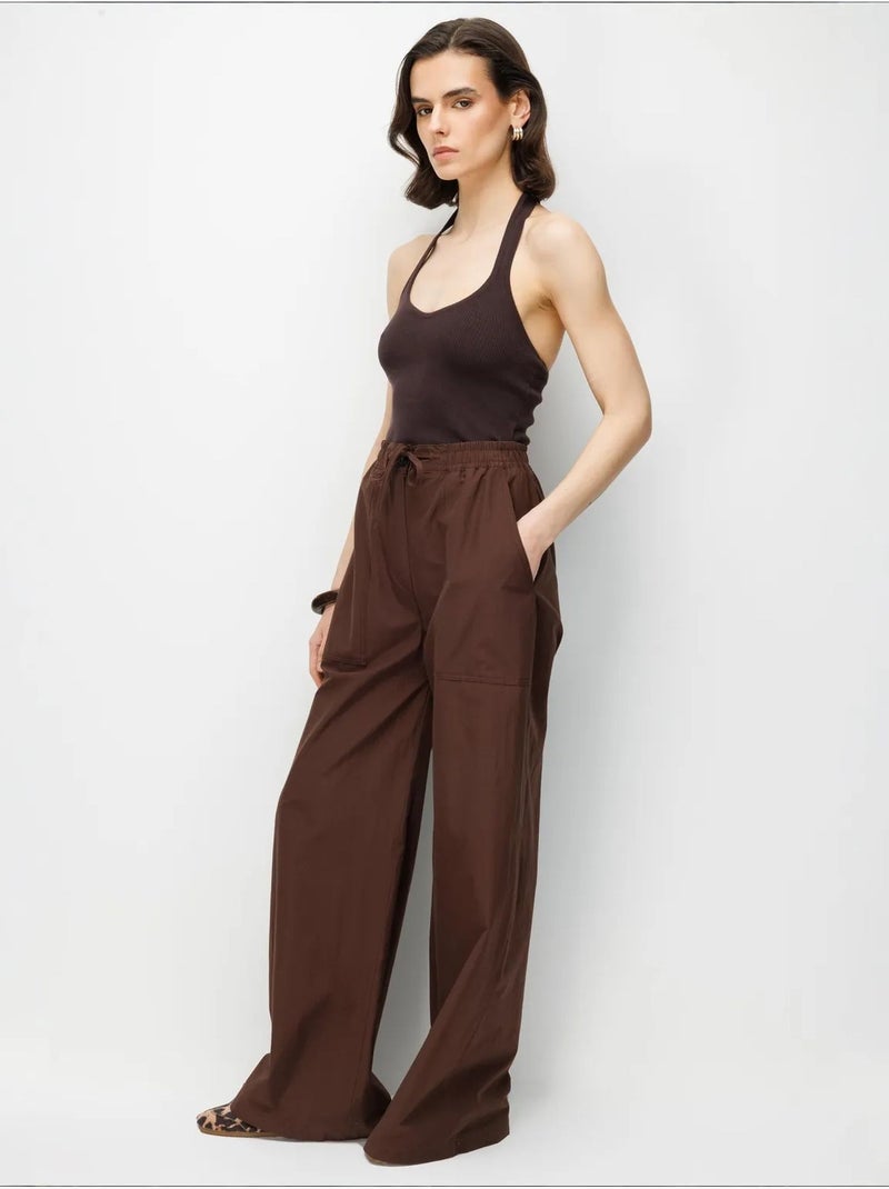 Pantalon en coton mixray Marron chocolat - Kiabi