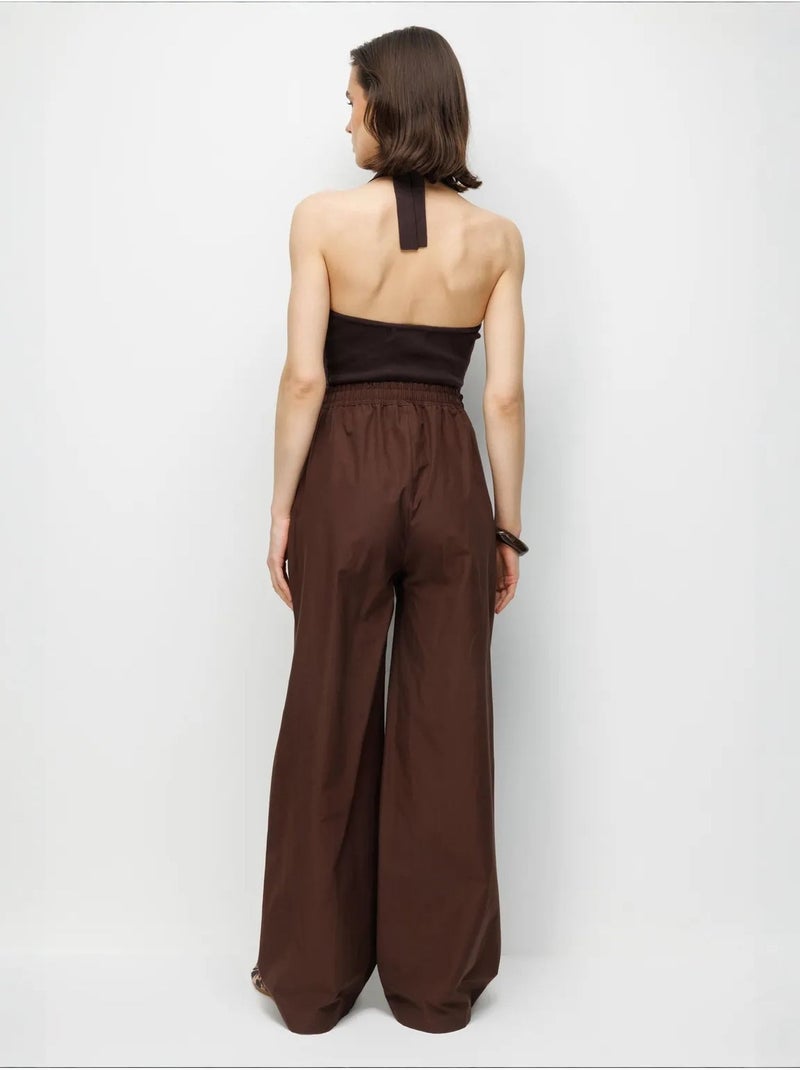 Pantalon en coton mixray Marron chocolat - Kiabi