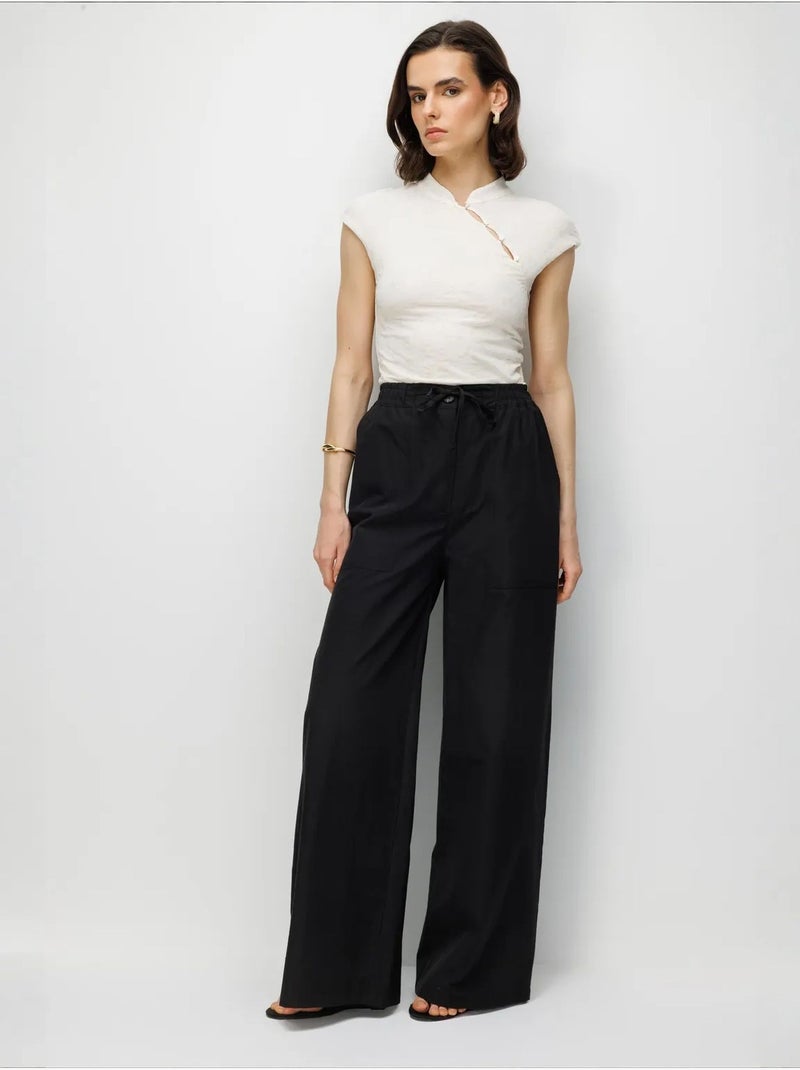 Pantalon en coton mixray Noir - Kiabi