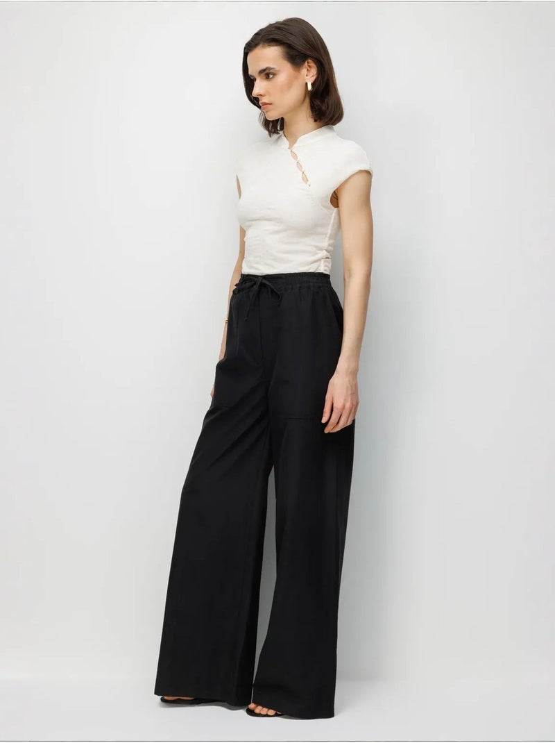 Pantalon en coton mixray Noir - Kiabi