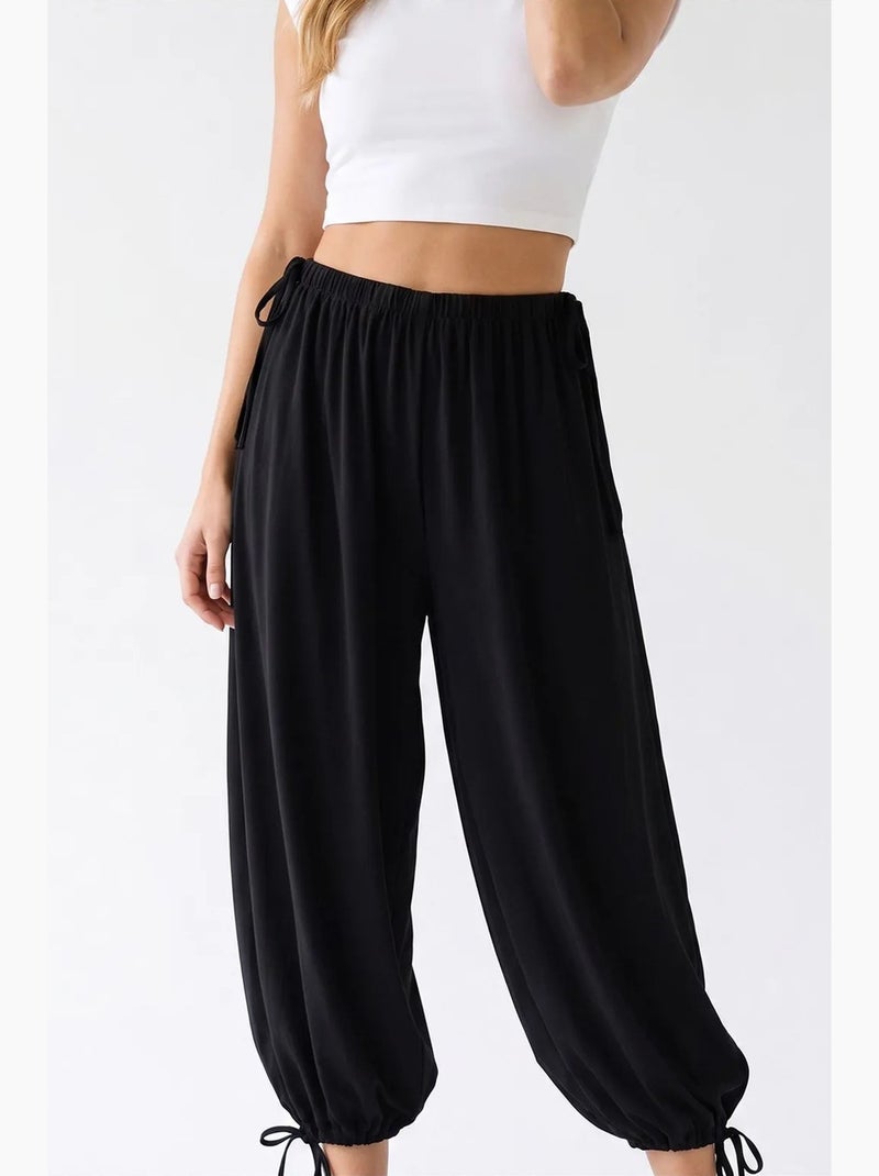 Pantalon en coton mixray Noir - Kiabi