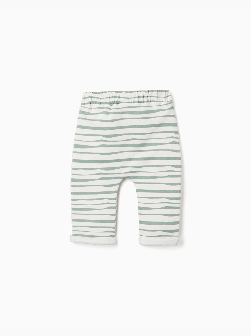 Pantalon en coton peigné à rayures Blanc - Kiabi