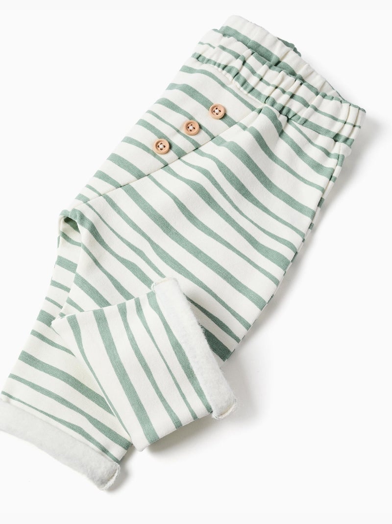 Pantalon en coton peigné à rayures Blanc - Kiabi
