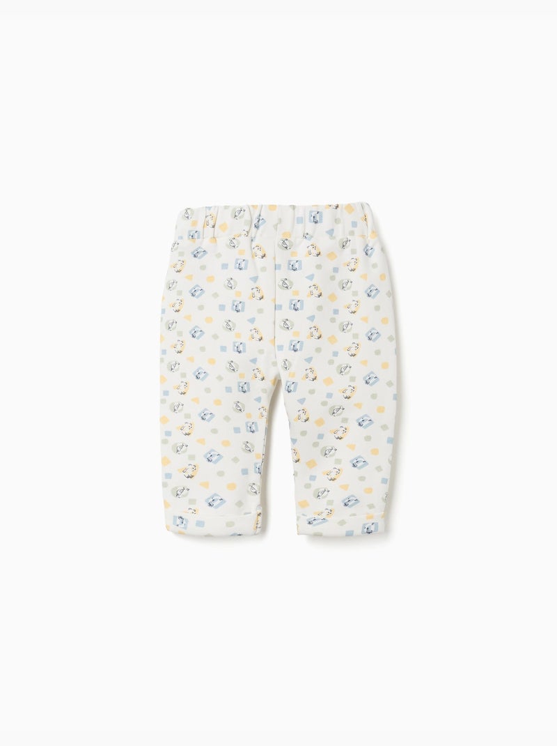 Pantalon en coton peigné avec motif coloré Blanc - Kiabi