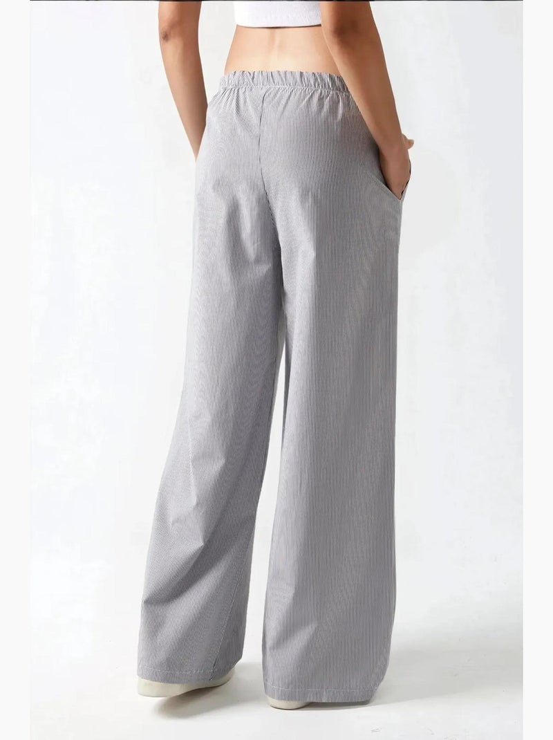 Pantalon en coton rayé à taille élastique hiccup Multicolore - Kiabi