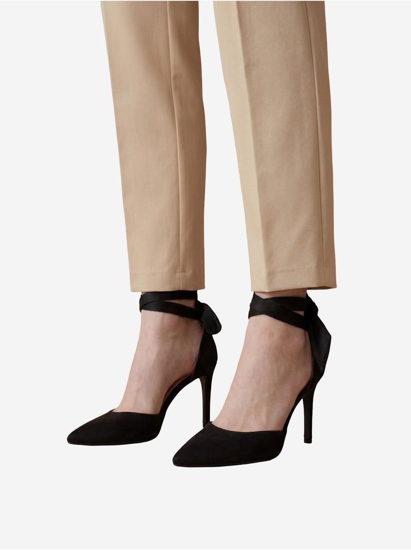 Pantalon en crêpe à jambe droite et taille haute avec ceinture my fashion Beige argile - Kiabi