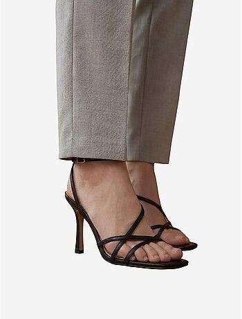 My fashion pantalon en crêpe à jambe droite et taille haute avec ceinture
