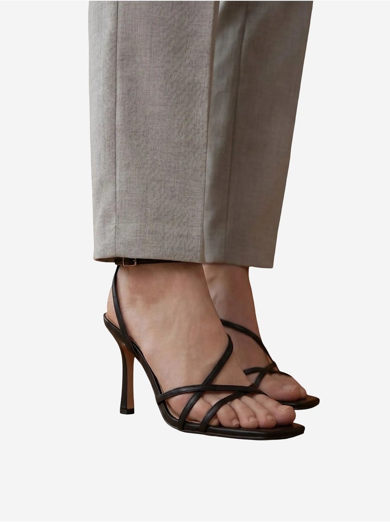 Pantalon en crêpe à jambe droite et taille haute avec ceinture my fashion Gris clair - Kiabi