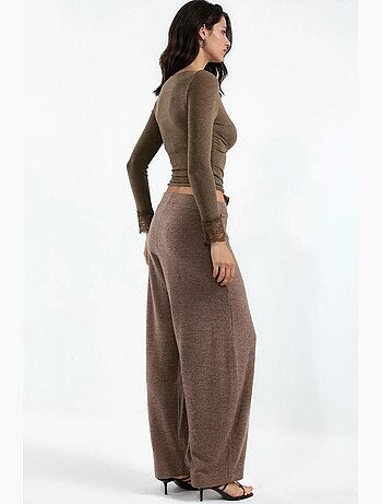 Pantalon en crêpe à jambe large et taille haute busem