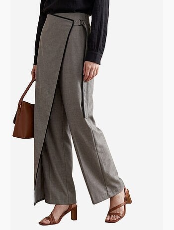 Pantalon en crêpe à jambe large et taille haute my fashion