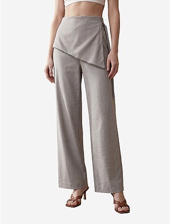 Pantalon en crêpe à jambe large et taille haute my fashion